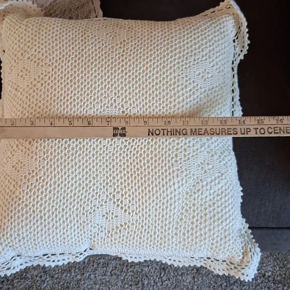 Cream Color Crocheted Lace Pillow &‎ 1 Lace Pillow Cover